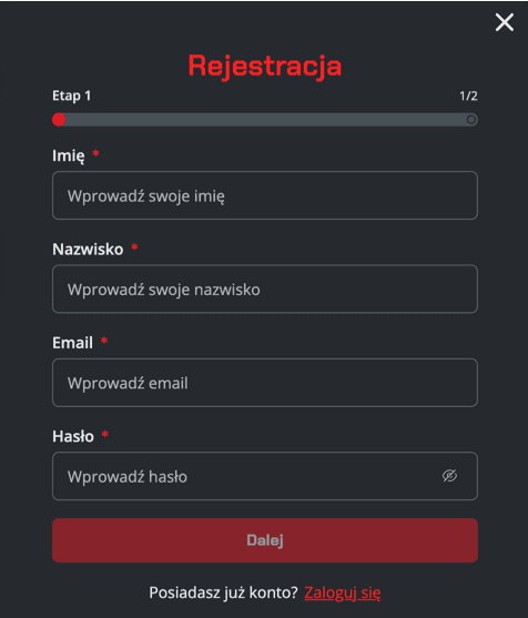 Registration at Betters casino